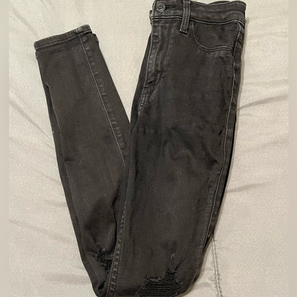 youth girls hollister black high-rise crop jean legging